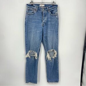 Abercrombie & Fitch The Dad High Rise Jeans Distressed knee holes 27 Sz 4R